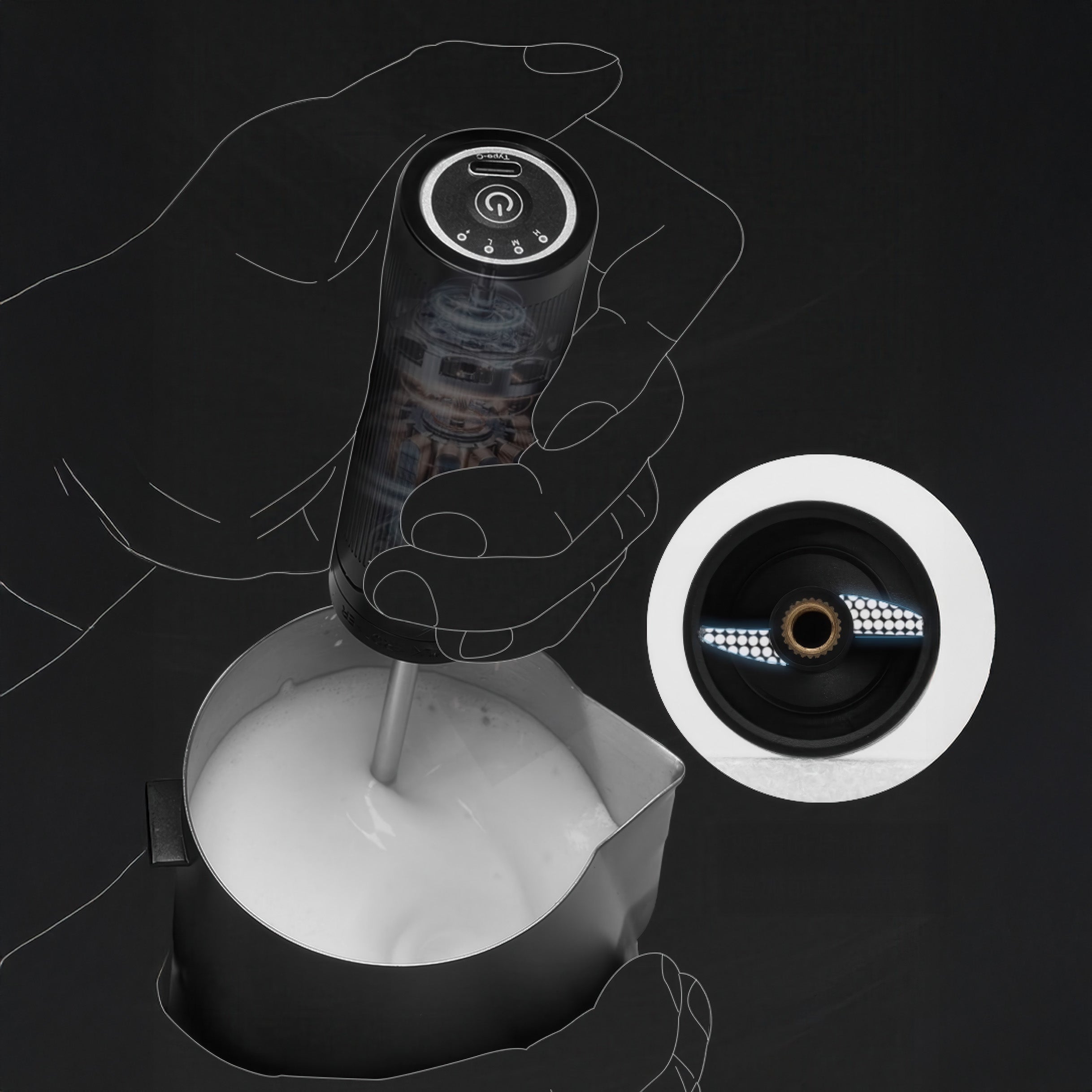 Electric Handheld Milk Frother Rechargeable