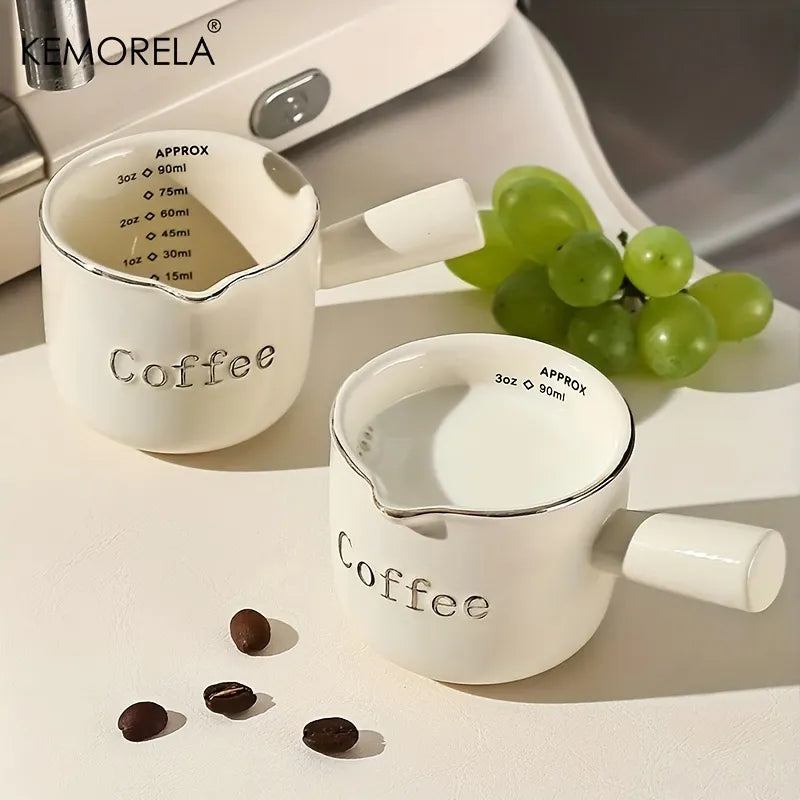 DecorBites™ Ceramic Measuring Cups Set | Precise Kitchen Tools for Espresso and Milk Extraction