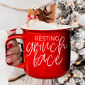 Grinch Face Mug 14.5oz Ceramic Campfire Mug Red Green Funny Holiday Coffee Cup